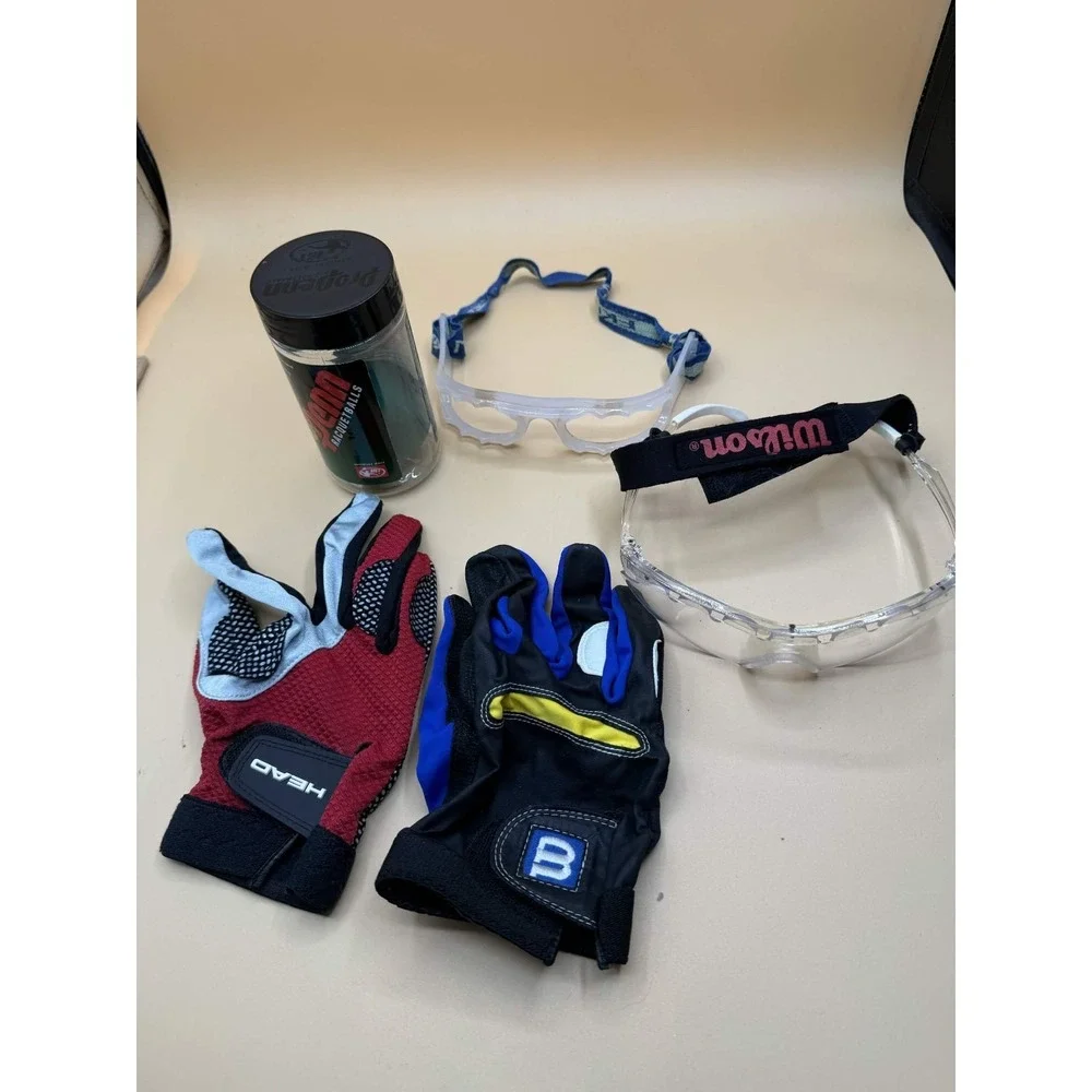 Wilson Head Penn Racquetball Gear Lot Eyewear Goggles Medium Gloves Balls Set